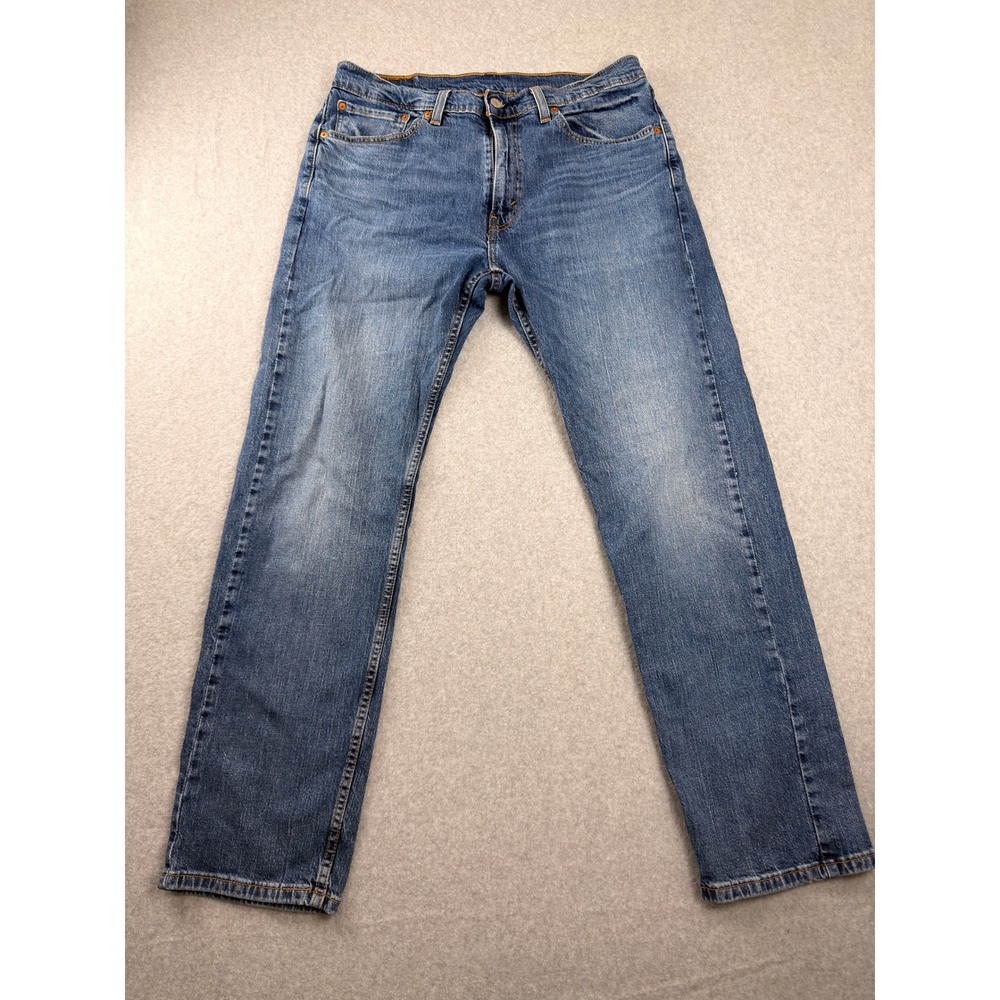 Levis 505 Regular Fit Straight Leg Jeans Mens 34x32 Medium Wash Blue Denim